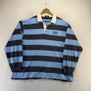Vintage Samuel Adams Rugby Shirt Men's 3XL Blue Boston Brewery Colorblock y2k